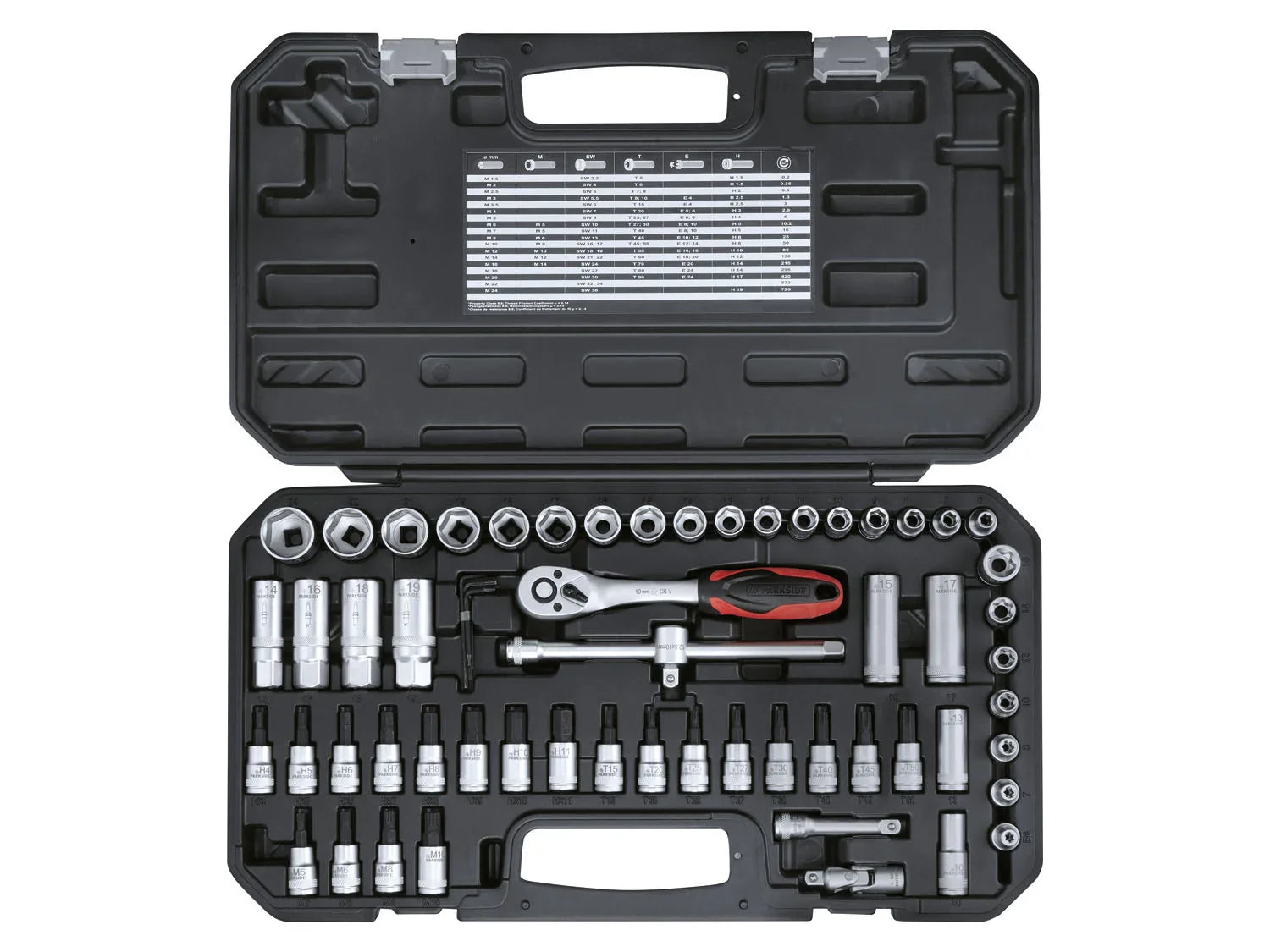 PARKSIDE Set de douilles et d'embouts 3/8 pouces, 65 pices