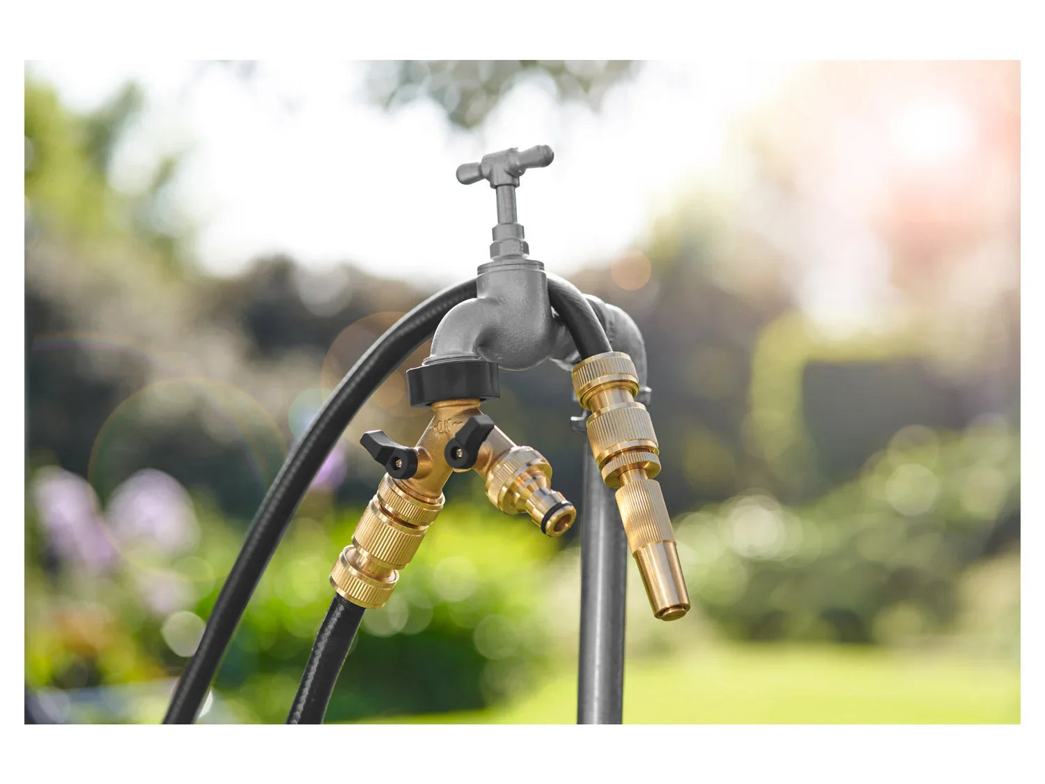 PARKSIDE Kit d'arrosage avec raccords en laiton ou distributeur  deux voies en laiton