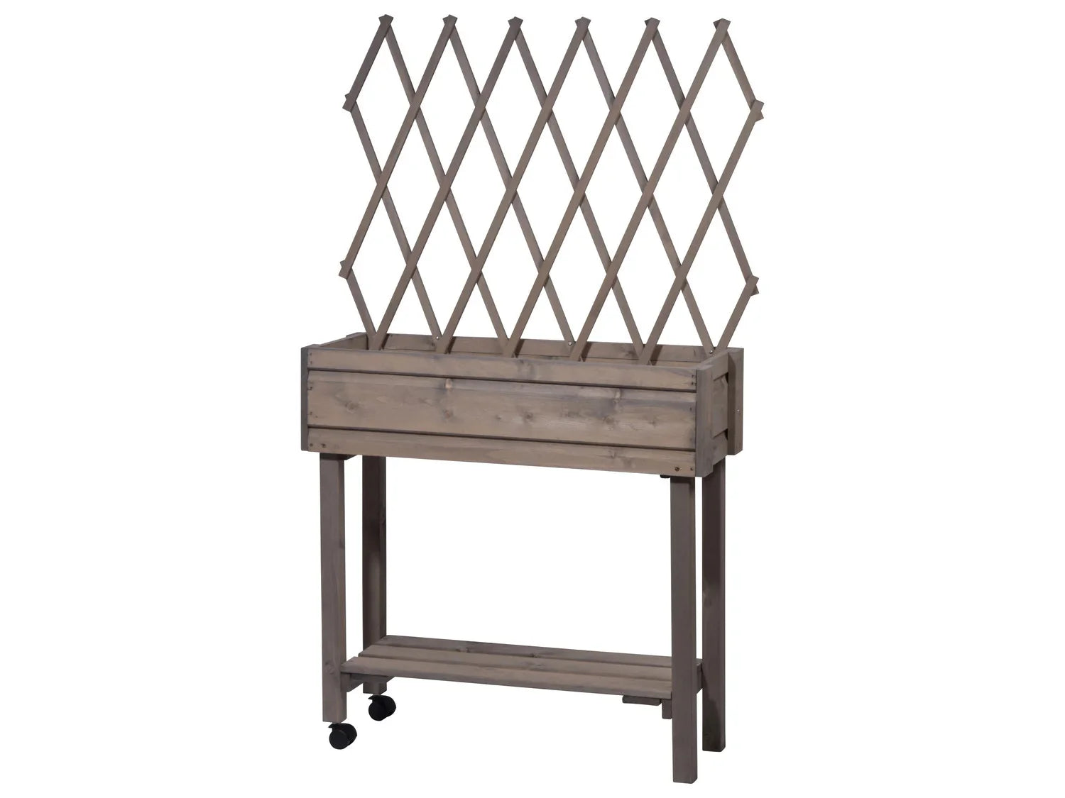dobar Jardinire surleve  roulettes avec treillis, L 79 x l 28,5 x H130 cm