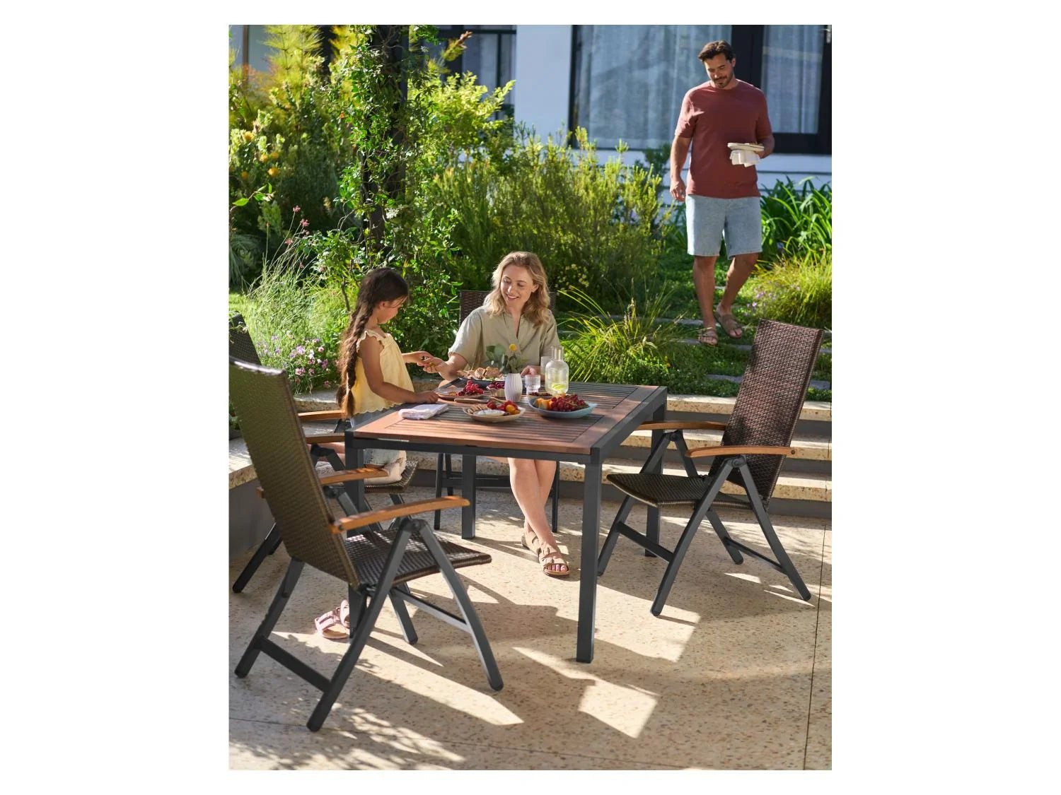 LIVARNO home Table de jardin + Lot de 8 fauteuils en rsine tresse Valencia