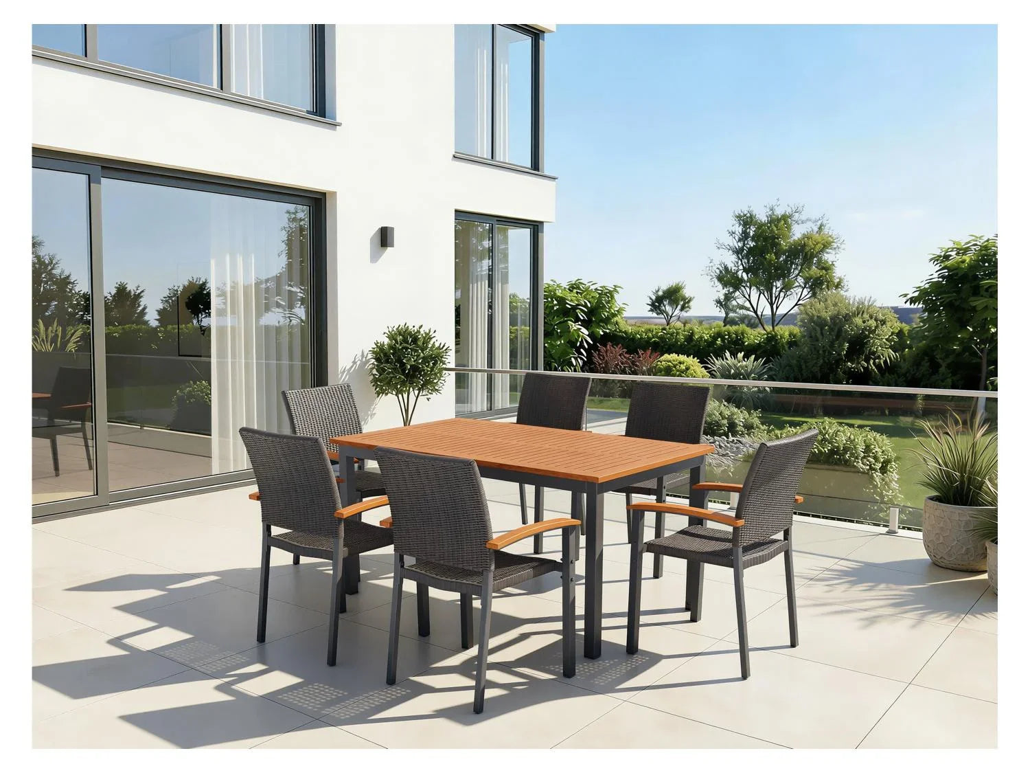 LIVARNO home Table de jardin + Lot de 6 fauteuils Valencia