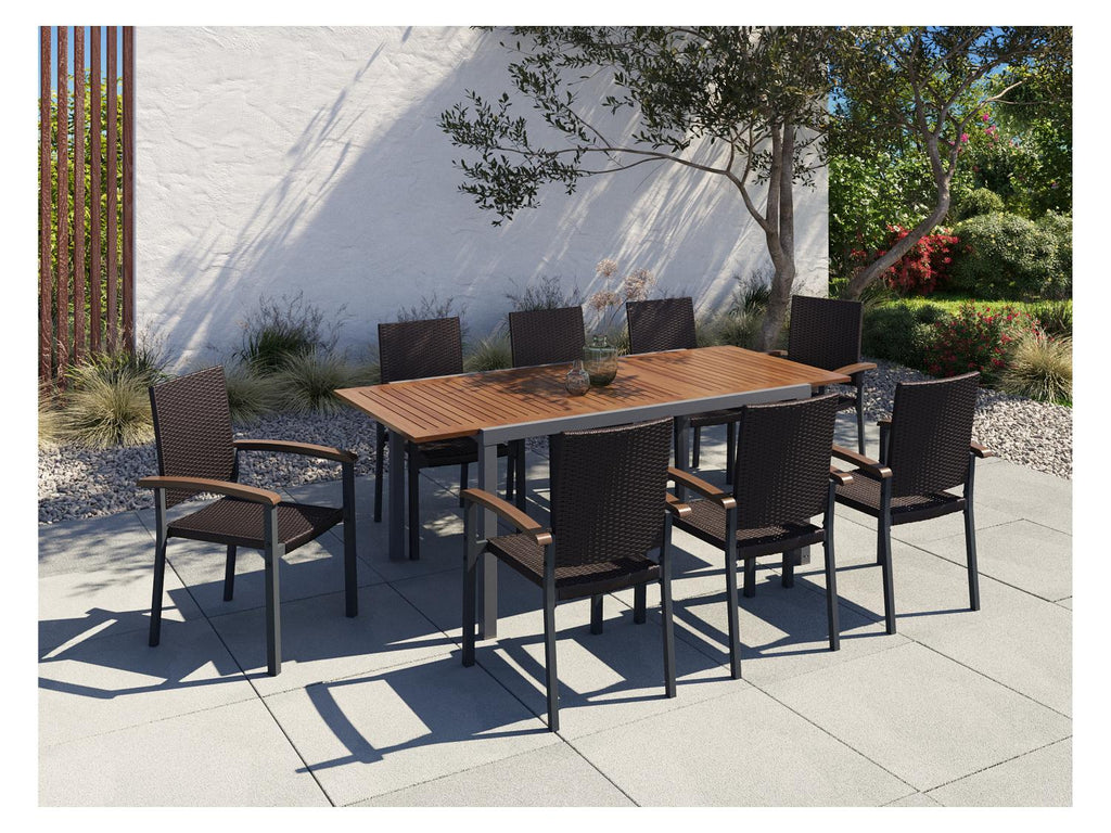 LIVARNO Table de jardin + Lot de 8 fauteuils en rsine tresse Valencia