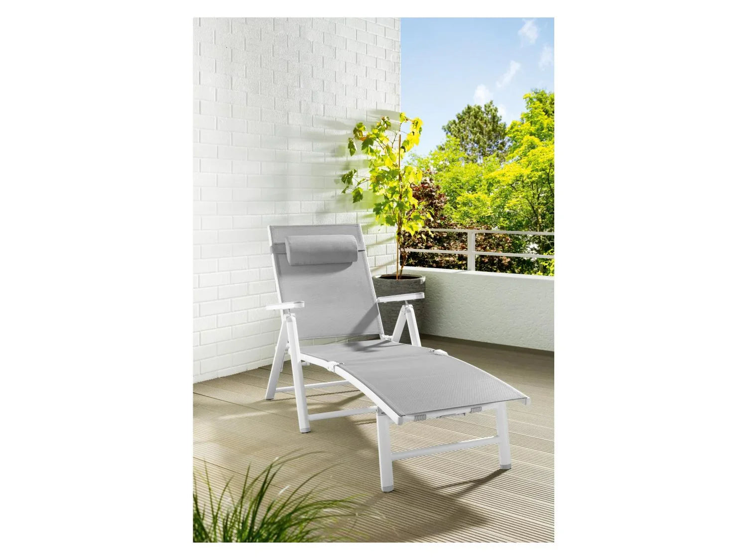 LIVARNO home Chaise longue en aluminium Houston, blanc/gris clair