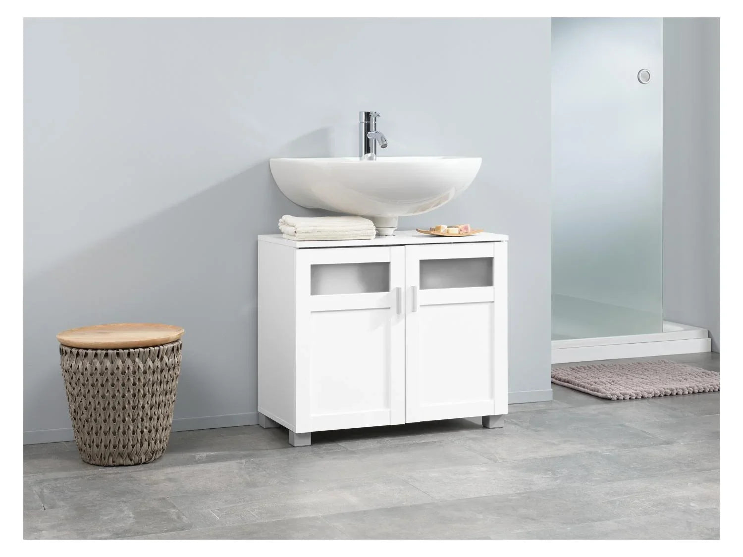 LIVARNO home Meuble sous-vasque Basel, 68,5 x 58,7 x 34,5 cm, blanc