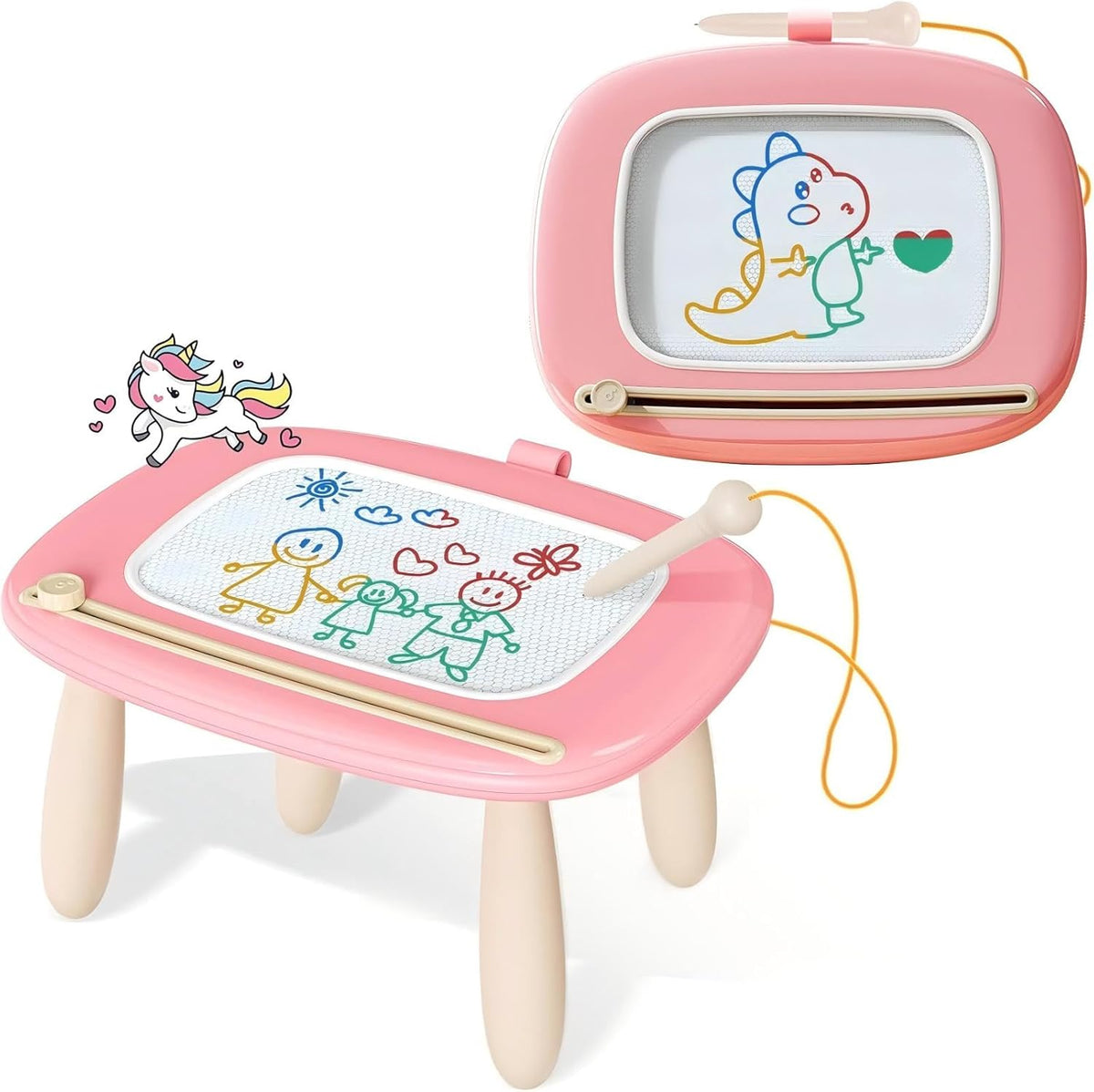 Kikidex Magnetic Drawing Board. Toddler Girl Toys for 1-3 Year Old. Doodle Board Pad Learning and Educational Toys for 1 2 3 Year Old Baby Kids Birthday Gift (Soft Pink)