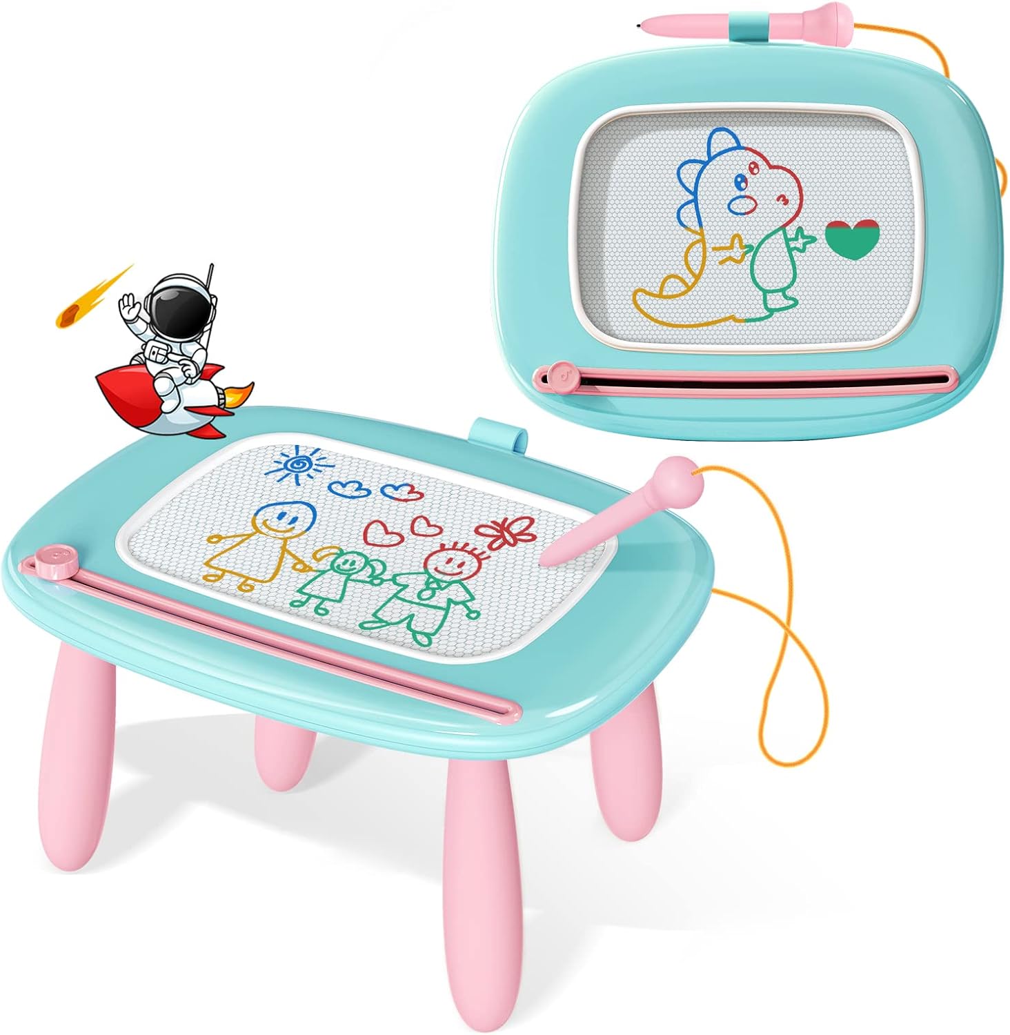 Kikidex Magnetic Drawing Board. Toddler Girl Toys for 1-3 Year Old. Doodle Board Pad Learning and Educational Toys for 1 2 3 Year Old Baby Kids Birthday Gift (Soft Pink)