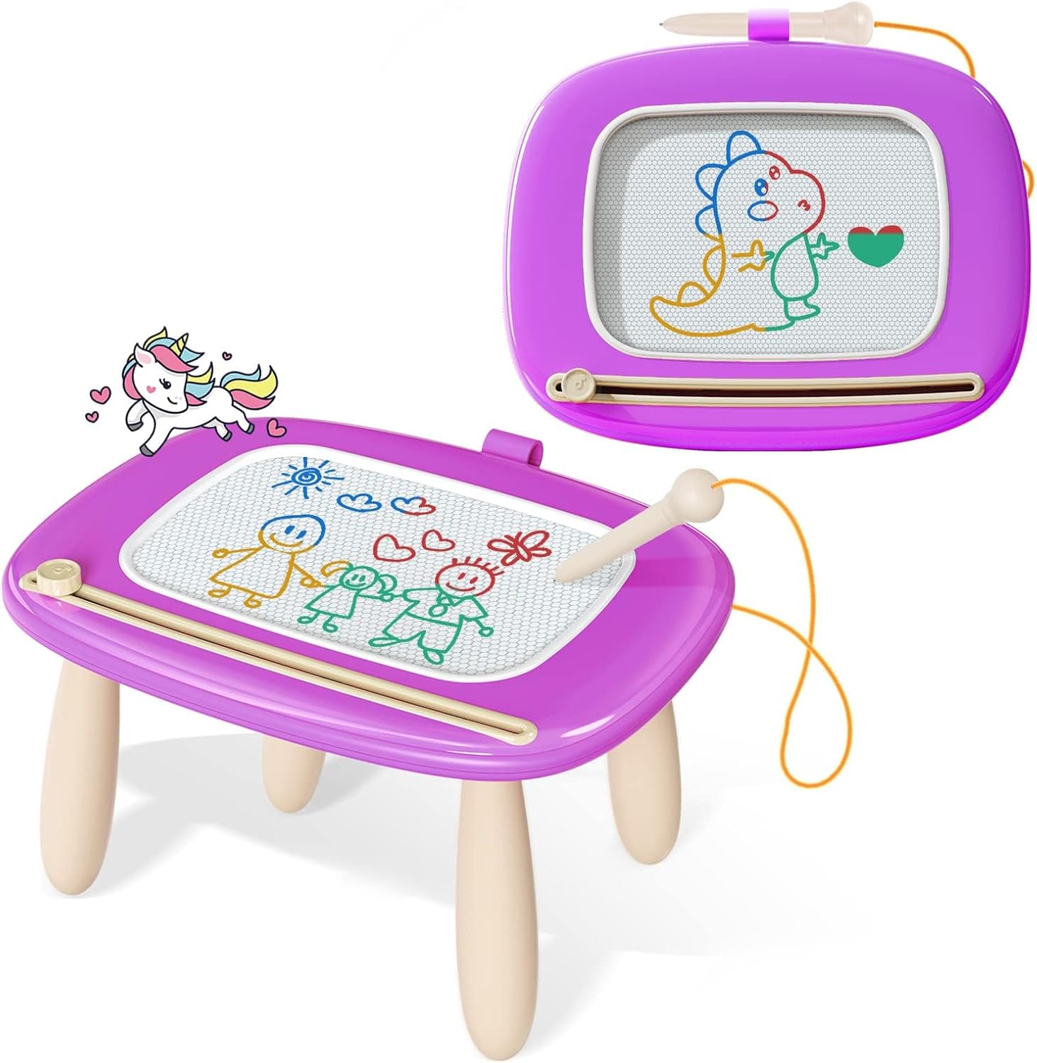Kikidex Magnetic Drawing Board. Toddler Girl Toys for 1-3 Year Old. Doodle Board Pad Learning and Educational Toys for 1 2 3 Year Old Baby Kids Birthday Gift (Soft Pink)