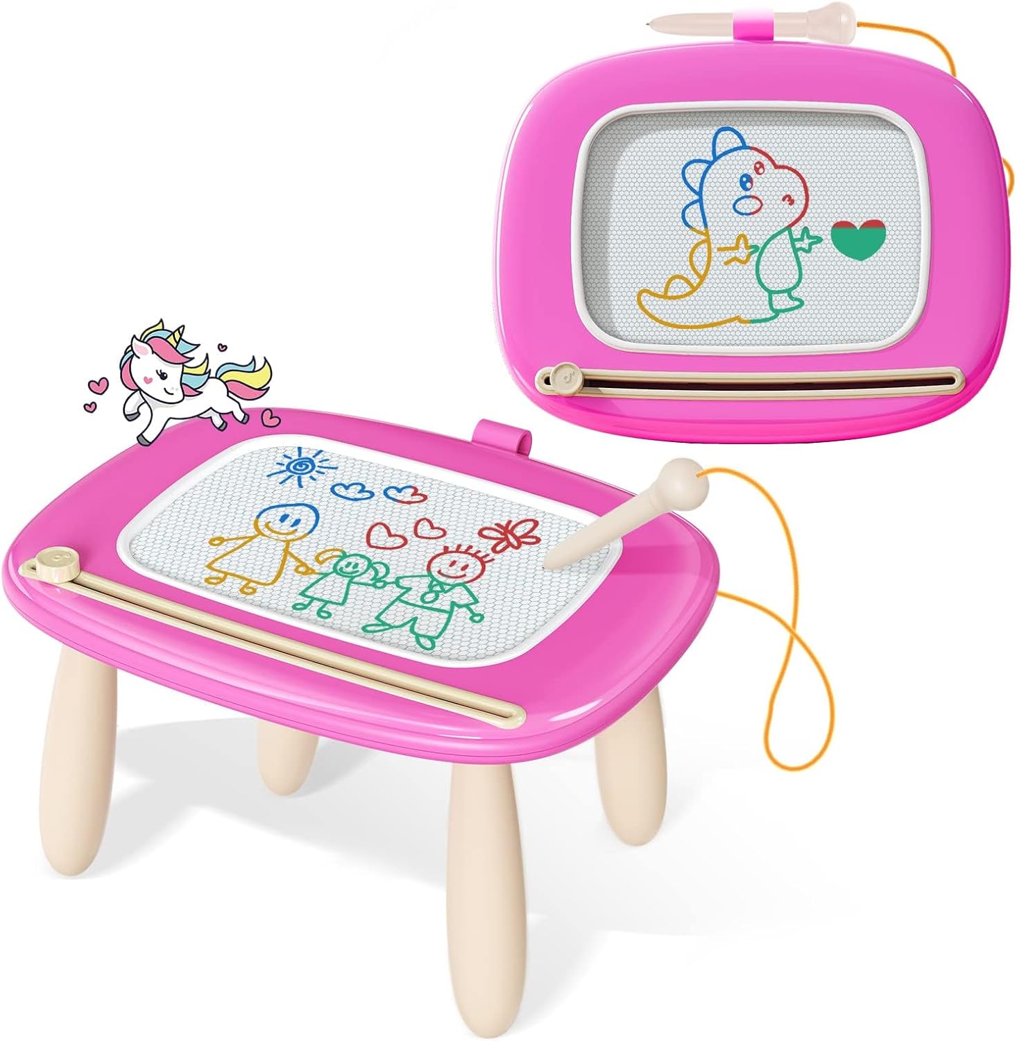 Kikidex Magnetic Drawing Board. Toddler Girl Toys for 1-3 Year Old. Doodle Board Pad Learning and Educational Toys for 1 2 3 Year Old Baby Kids Birthday Gift (Soft Pink)