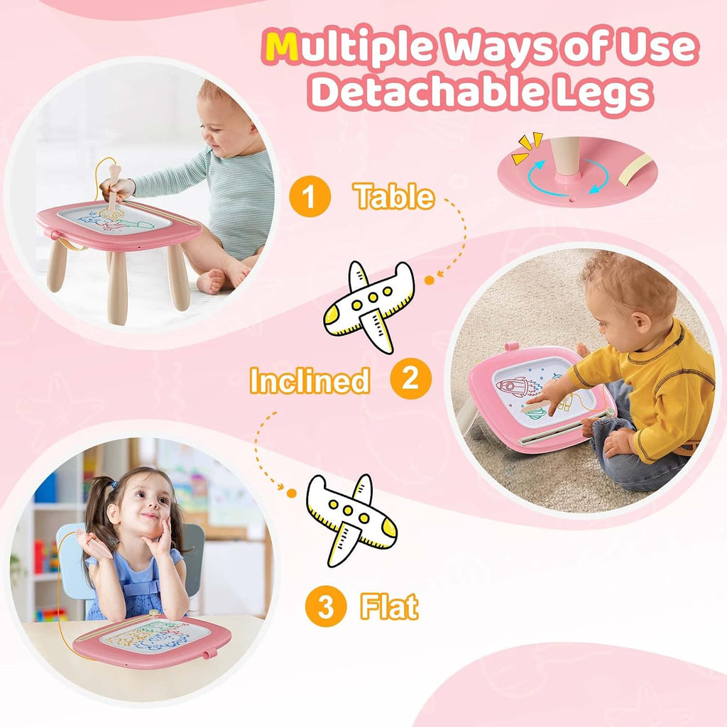 Kikidex Magnetic Drawing Board. Toddler Girl Toys for 1-3 Year Old. Doodle Board Pad Learning and Educational Toys for 1 2 3 Year Old Baby Kids Birthday Gift (Soft Pink)