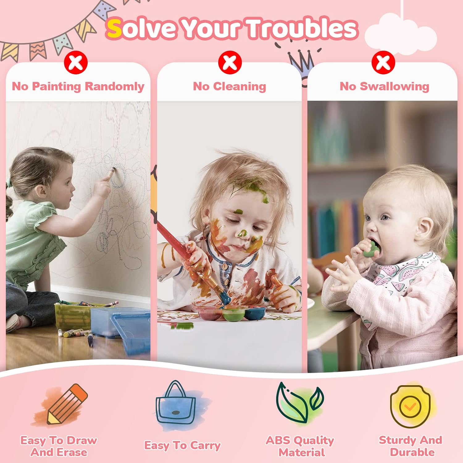 Kikidex Magnetic Drawing Board. Toddler Girl Toys for 1-3 Year Old. Doodle Board Pad Learning and Educational Toys for 1 2 3 Year Old Baby Kids Birthday Gift (Soft Pink)