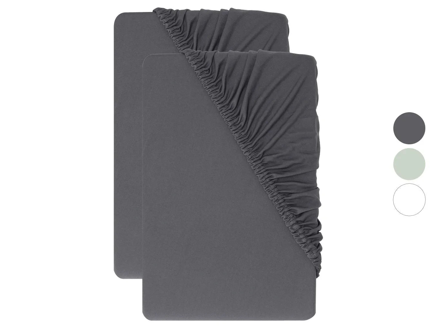 LIVARNO Lot de 2 draps-housses en jersey, 90-100 x 200 cm