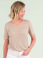 Tee-shirt femme en lin beige lin