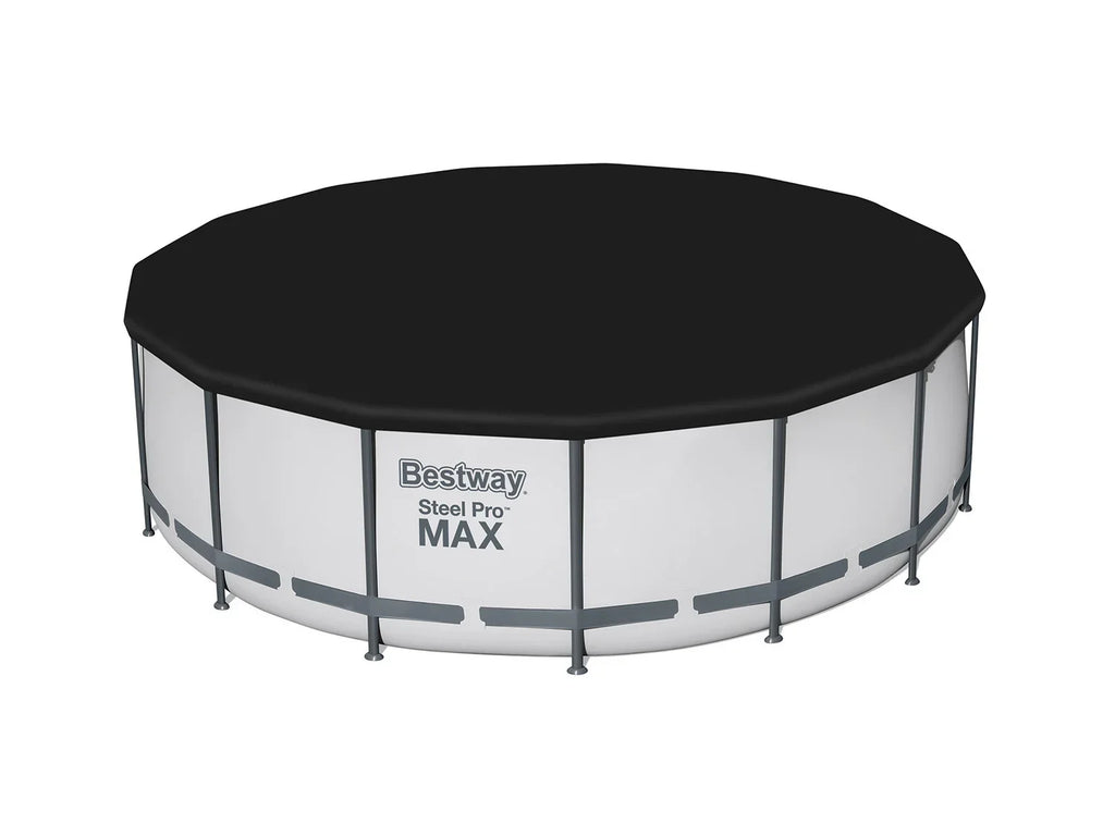 Bestway Kit de piscine complet Steel Pro MAX Frame Pool, avec pompe de filtration,  457 x 122 cm, gris clair, ronde