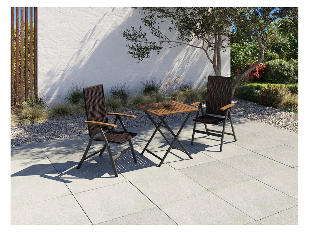 LIVARNO Table de jardin + Lot de 2 fauteuils pliants tresss Valencia