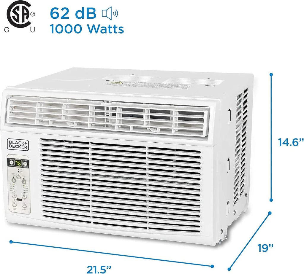 BLACK+DECKER Window Air Conditioner 5000 BTU, Cools Up to 150 Square Feet, AC Unit with Mechanical Controls, Manual Fan Only and Cool Settings, BD05MWT6, White
