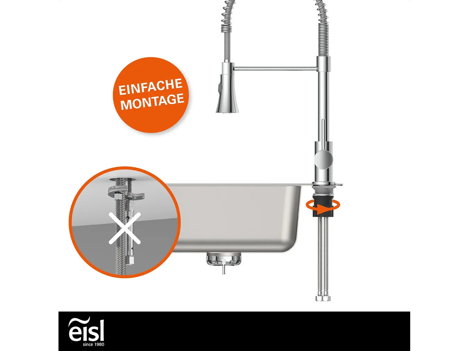Eisl Mitigeur robinet de cuisine LEON, avec ressort en spirale