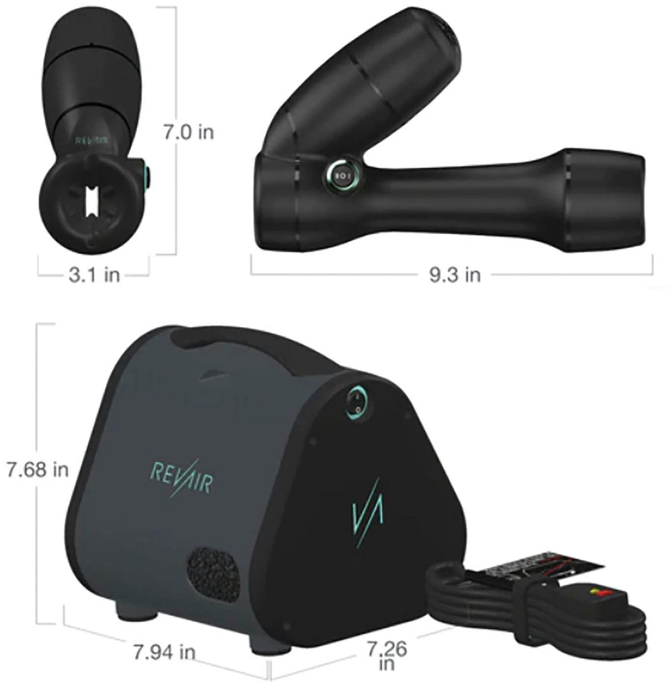 2025 Reverse-Air Hair Dryer with Hair Clips – Black