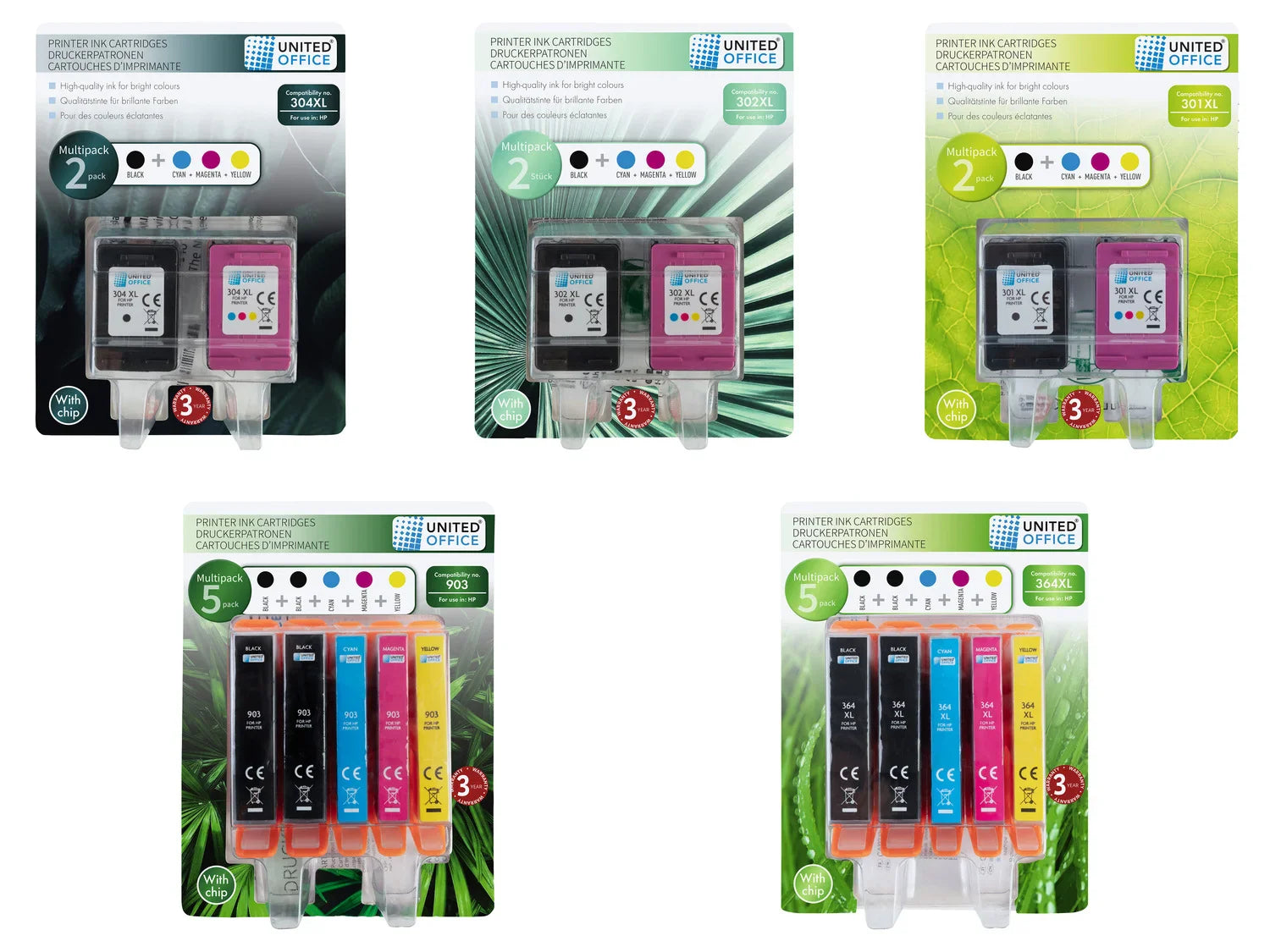 UNITED OFFICE Cartouches d'impression, Multipack, HP