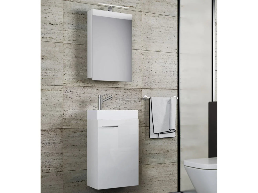 VCM Set d'armoire  glace ou miroir et meuble sous vasque avec lavabo Slito, pour salle de bain