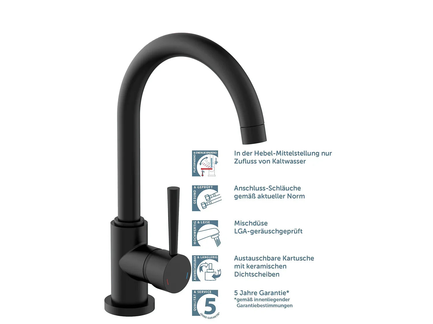 Schtte Mitigeur robinet de cuisine CORNWALL, avec bec courb