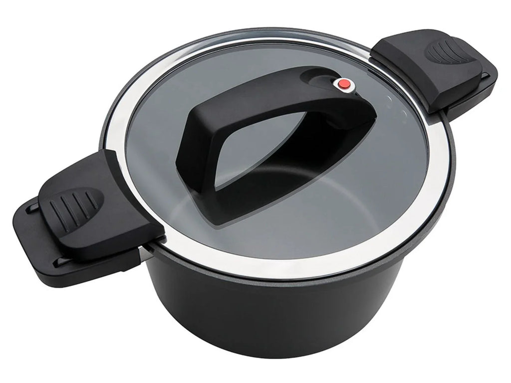 Casserole basse consommation GSW, couvercle en verre avec soupape  vapeur, en aluminium, revtement anti-adhsif