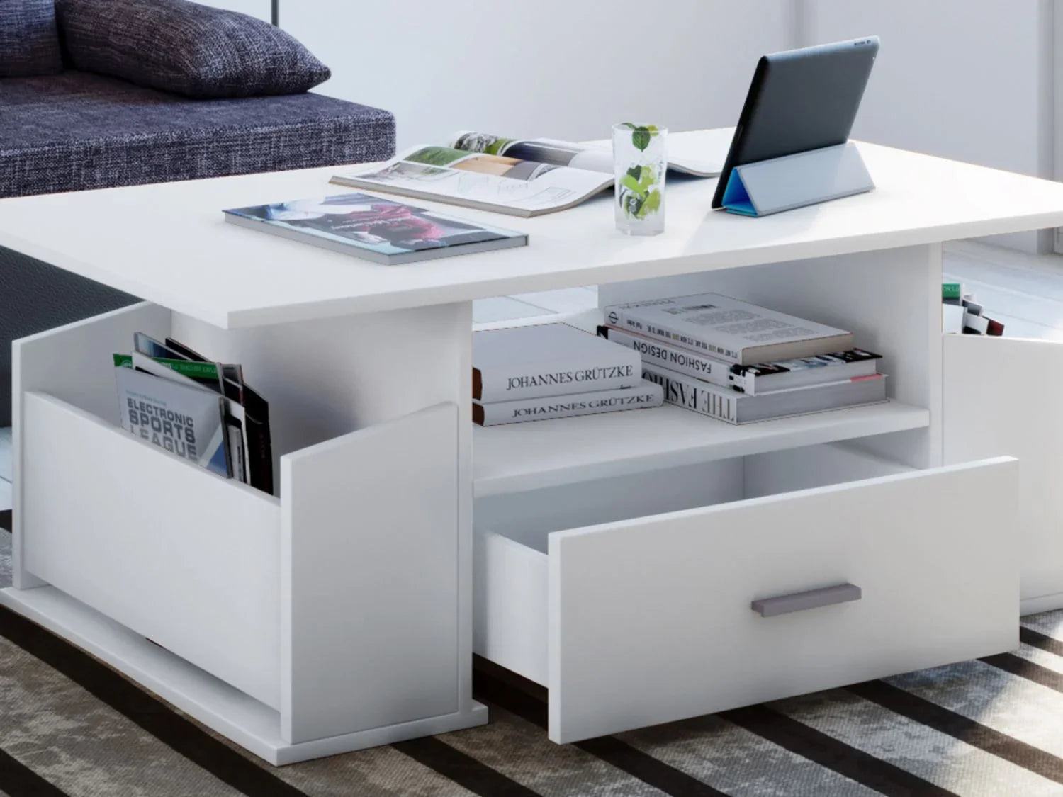 VCM Table basse Junata, avec tiroir, 44 x 110 x 52 cm