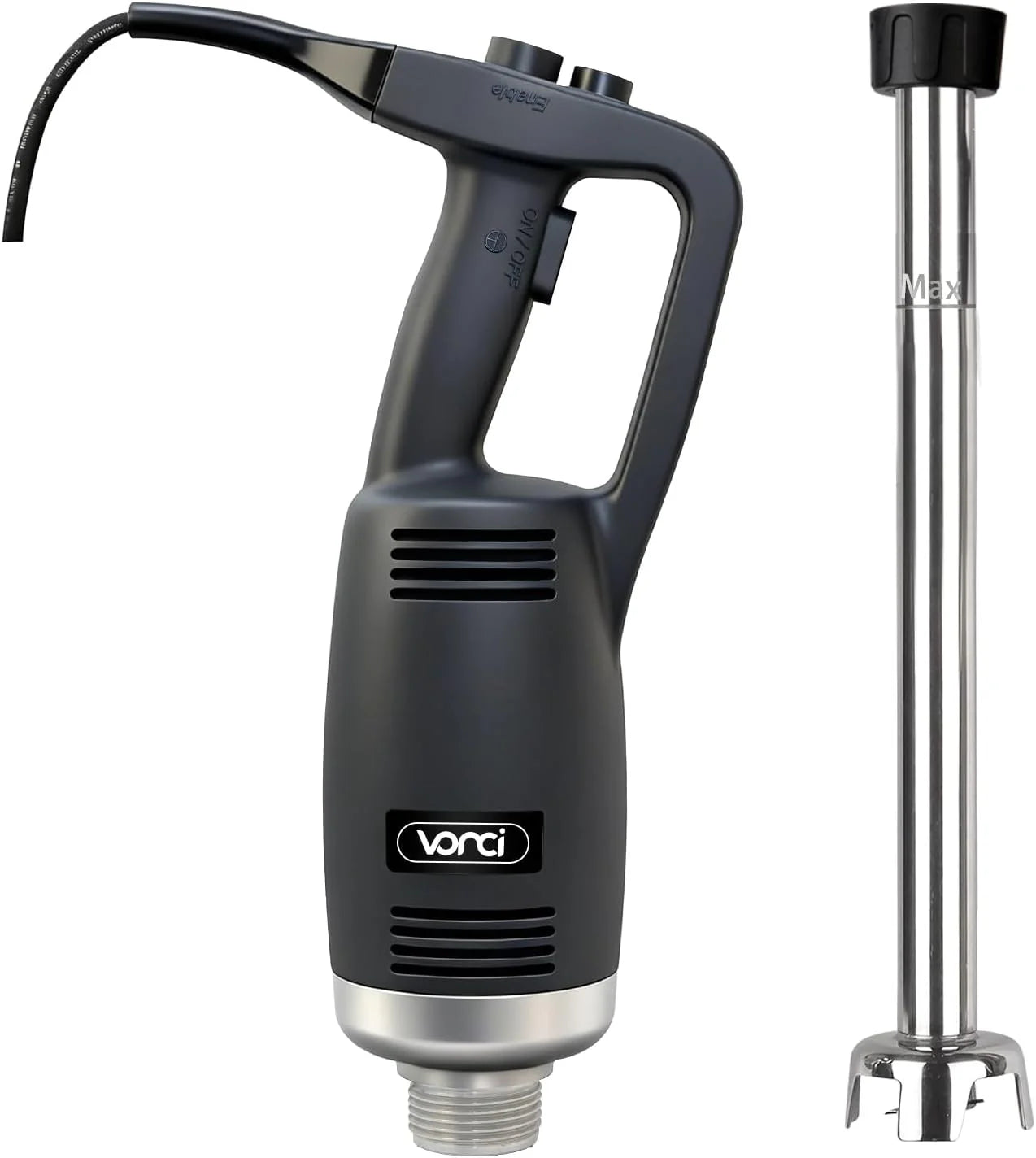 VONCI 500W Commercial Immersion Blender, 16 SUS 304 Removable Shaft, Heavy Duty Power Hand Mixer with Variable Speed 6000-20000RPM, Professional Electric Stick Blender for Restaurant Kitchen Use.