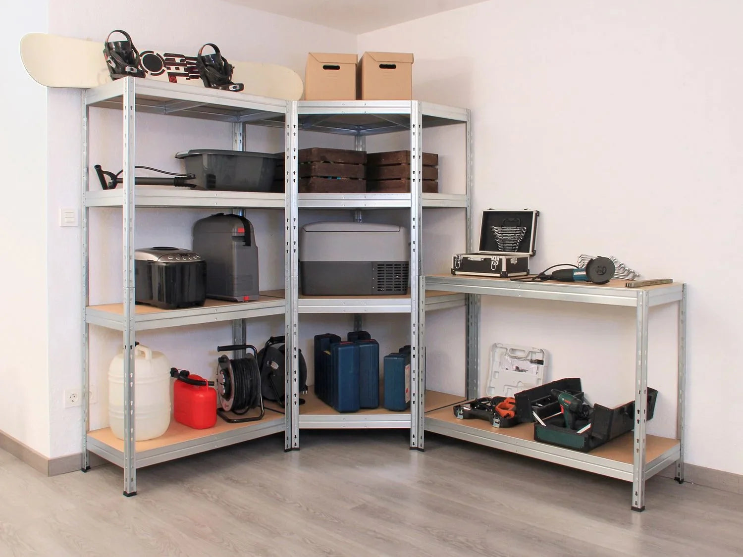 AR SHELVING Rayonnage d'angle Rivet, 4 tagres, 180 x 90 x 90 x 45 cm