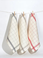 Lot de 3 torchons en lin et coton coloris assortis