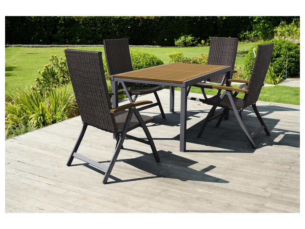 LIVARNO home Ensemble en rsine tresse  Valencia , 5 pices - table extensible & 4 fauteuils pliants