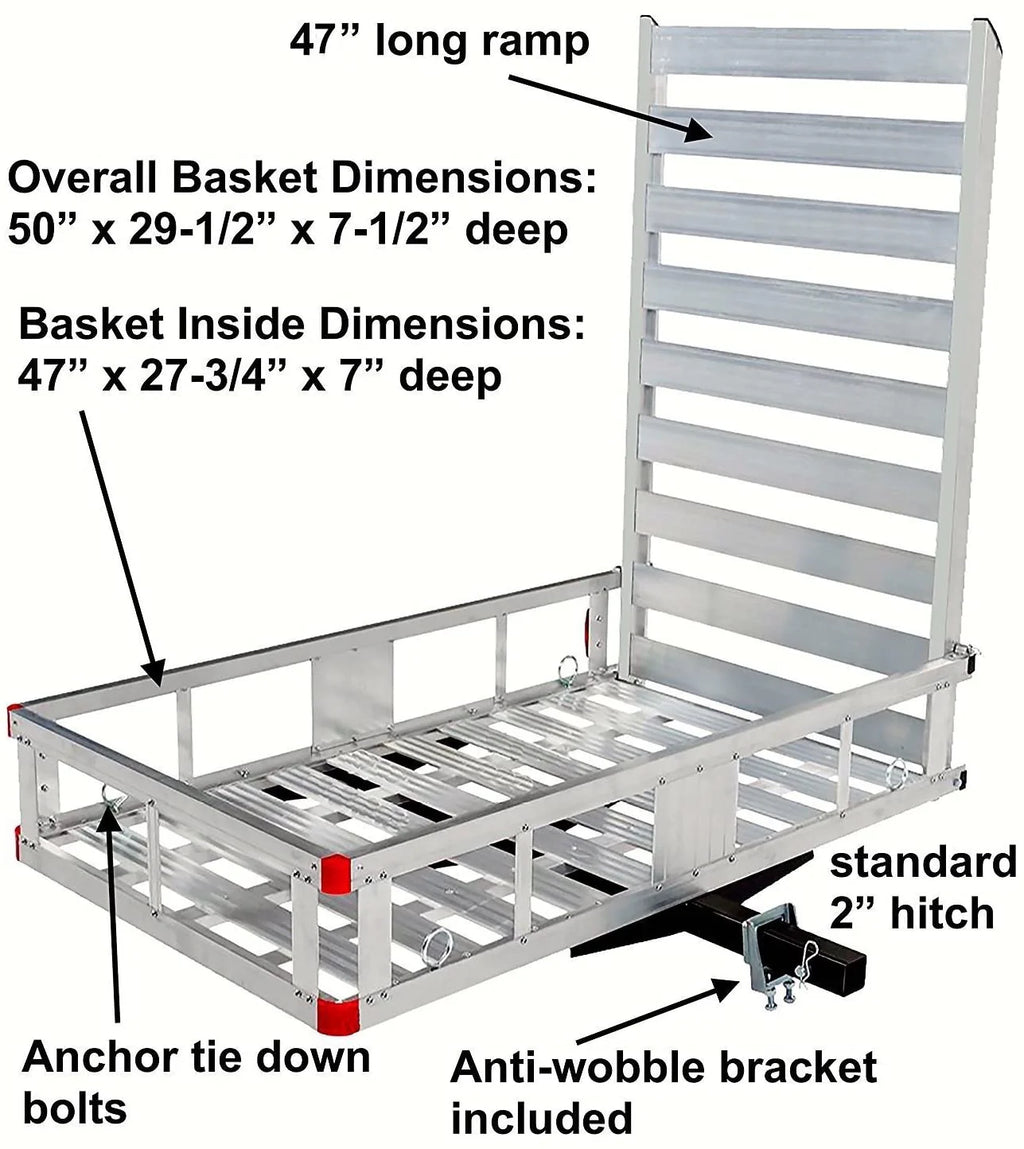 2025 80779 Aluminum Hitch Mount Cargo Carrier with 47′′ Long Ramp, 1 Pack
