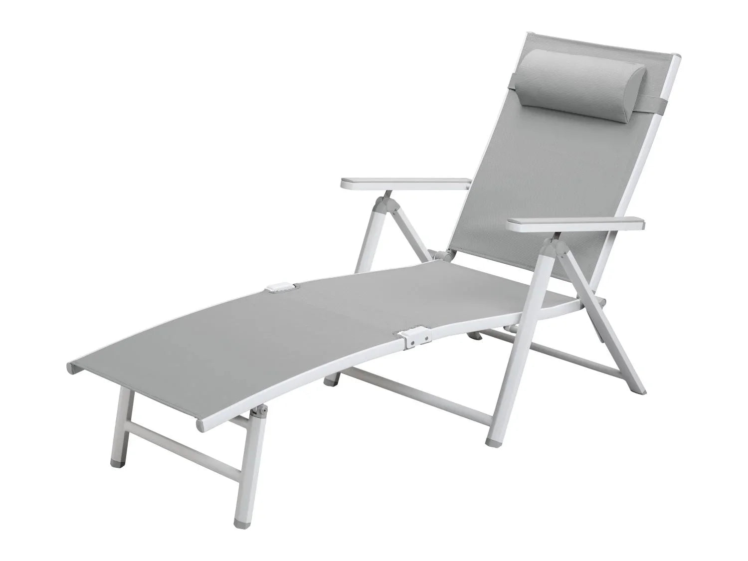 LIVARNO home Lot de 2 chaises longues en aluminium Houston, blanc/gris clair