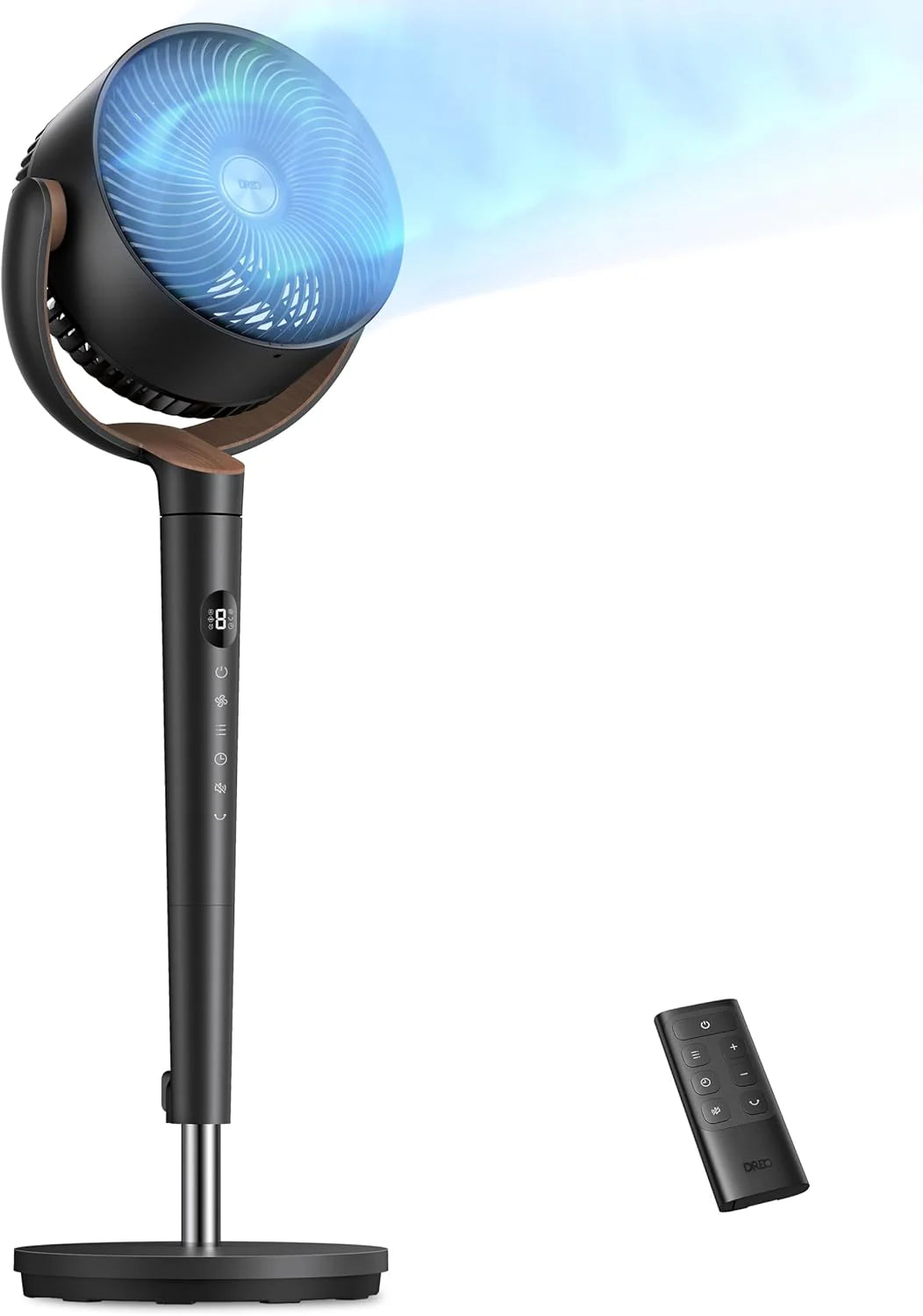 Dreo Fan for Bedroom, 120° Oscillating Standing Fans, Quiet Floor Fan with DC Motor, 100ft Pedestal Fans for Room, 9 Speeds, 4 modes, 20dB, 120° Manual Vertical, 37-42 Adjustable Height, 9H Timer