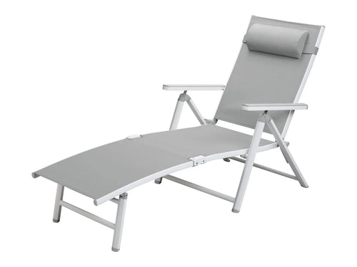 LIVARNO home Lot de 4 chaises longues en aluminium Houston, blanc/gris clair