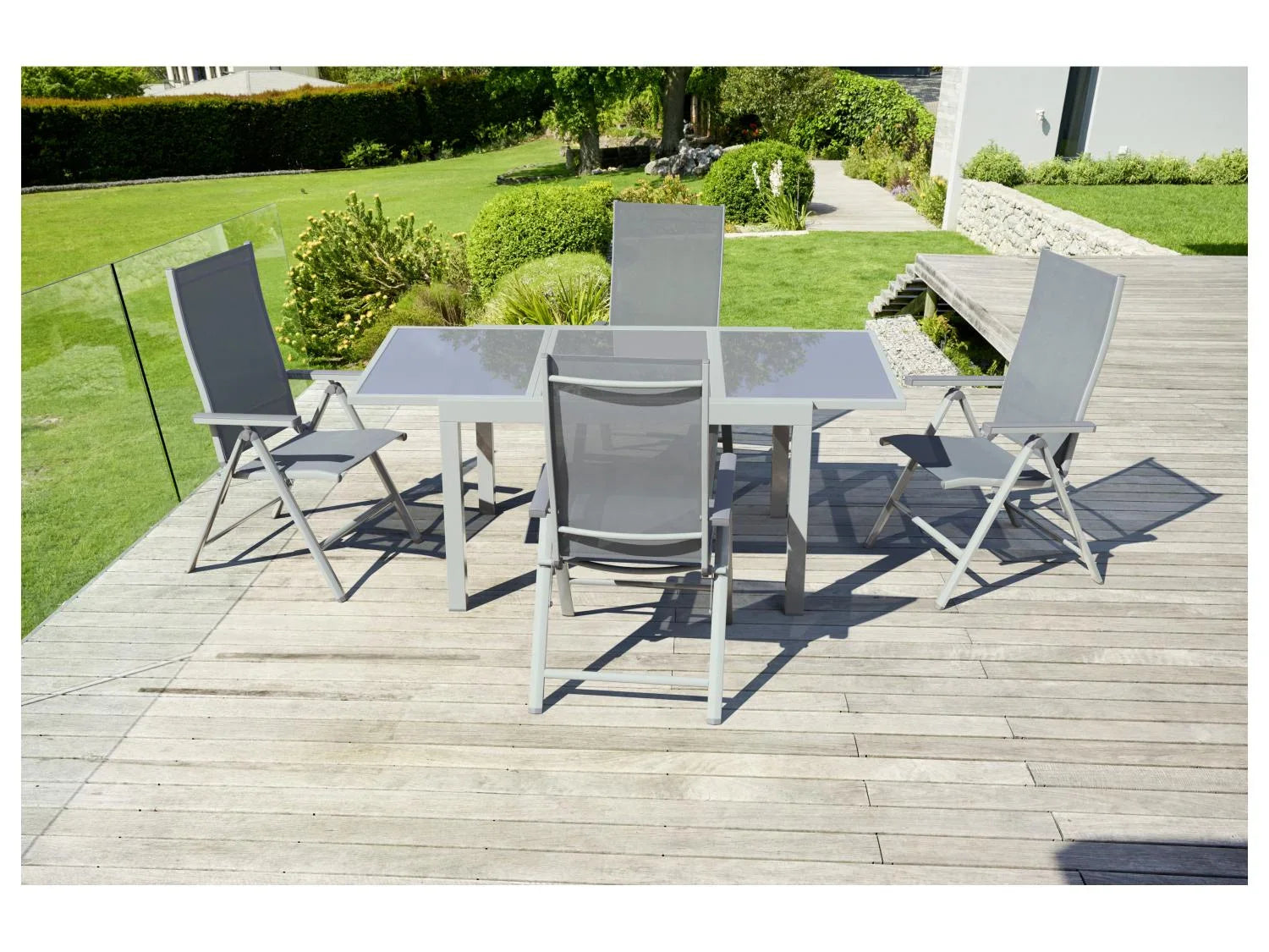 LIVARNO home Table de jardin extensible en aluminium Houston, blanc/gris clair
