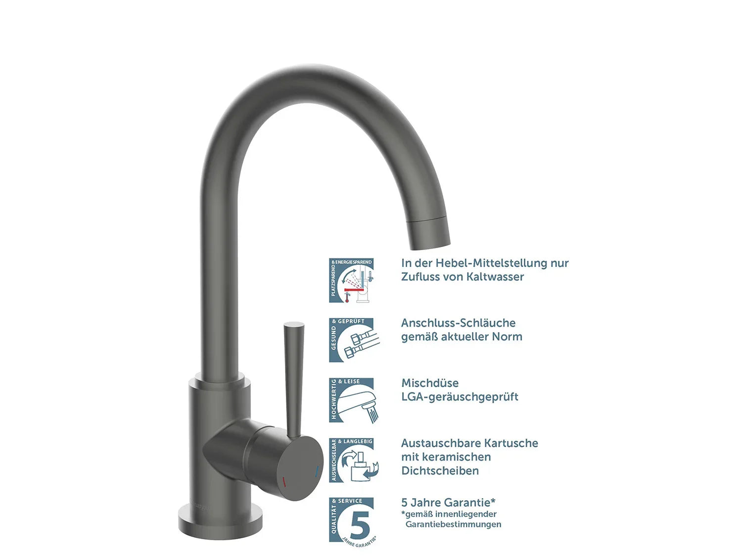 Schtte Mitigeur robinet de cuisine CORNWALL, avec bec courb