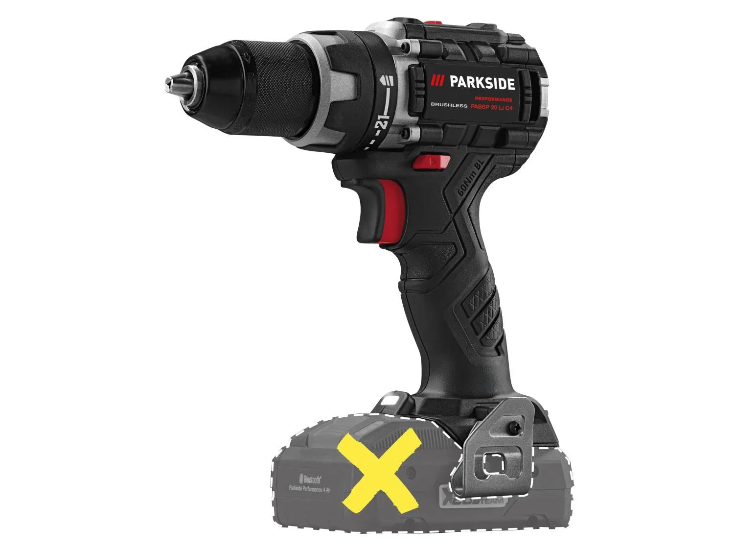 PARKSIDE PERFORMANCE Perceuse-visseuse sans fil PABSP 20 Li C4, 60 Nm, 20 V