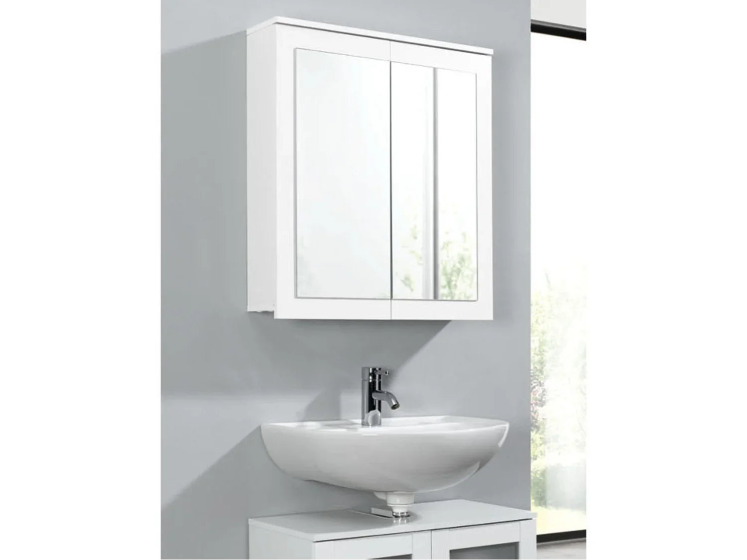 LIVARNO home Armoire de toilette miroir Basel, 68,5 x 76,1 x 17 cm, blanche