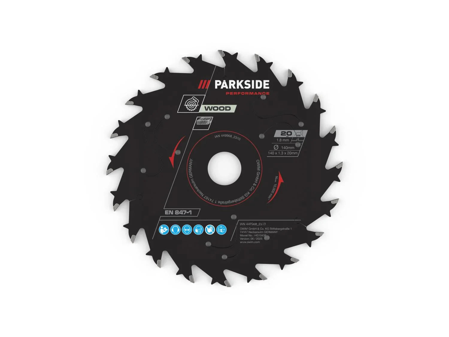 PARKSIDE PERFORMANCE Lame de scie circulaire,  140 mm, 20 dents, 40 dents, 44 dents