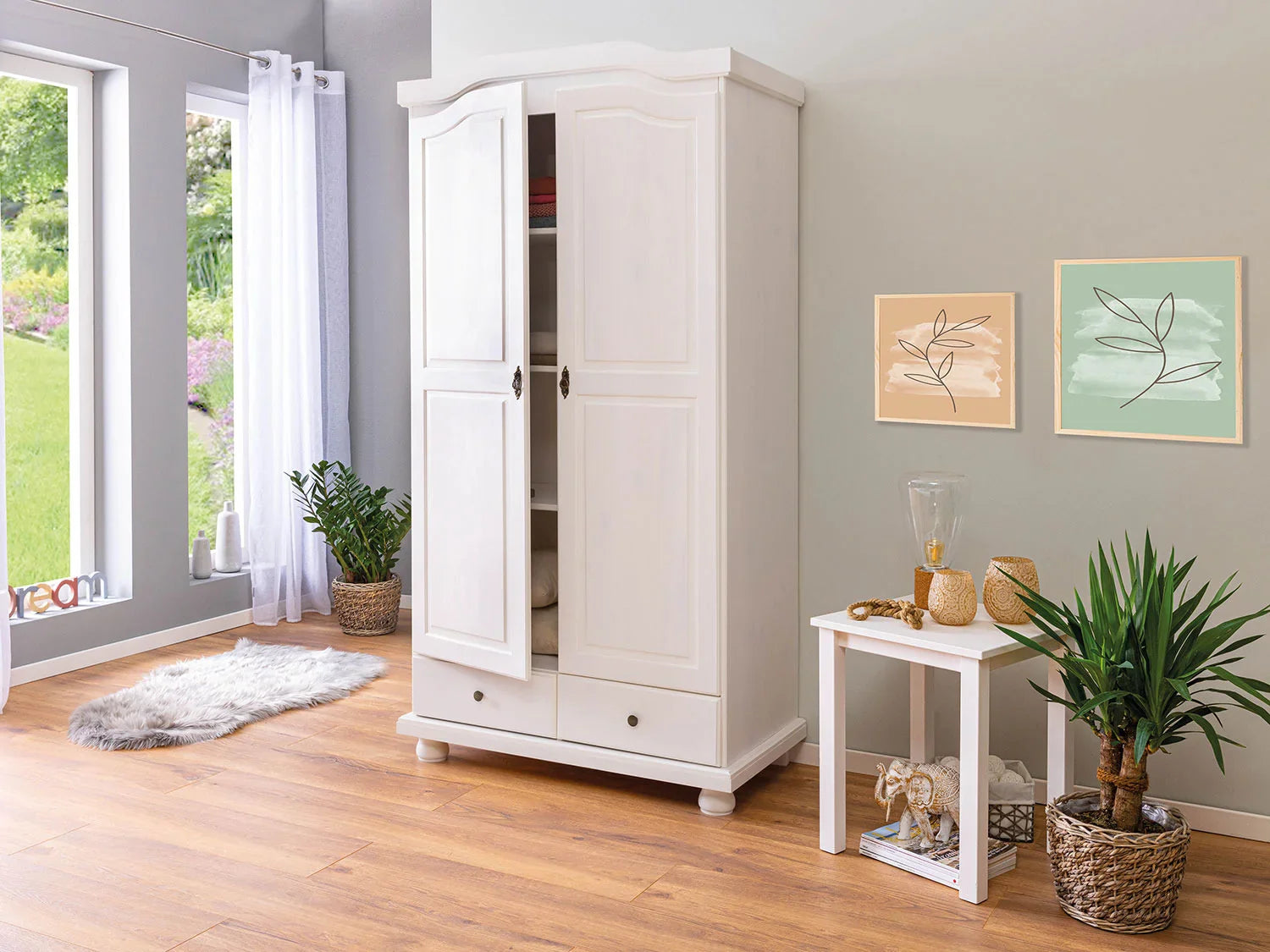 Inter Link Armoire rustique Kappl ou Reutte,  2, 3 ou 4 portes, blanche