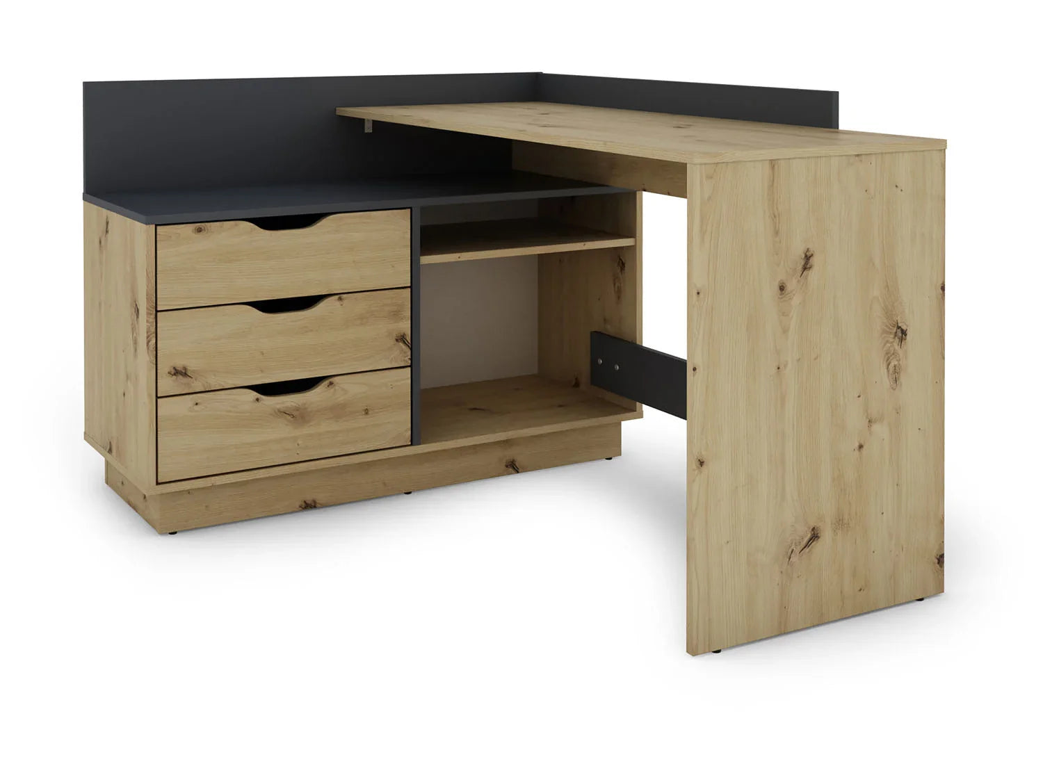 byLIVING Bureau d'angle Belfast avec compartiments, 129 x 105 x 83 cm