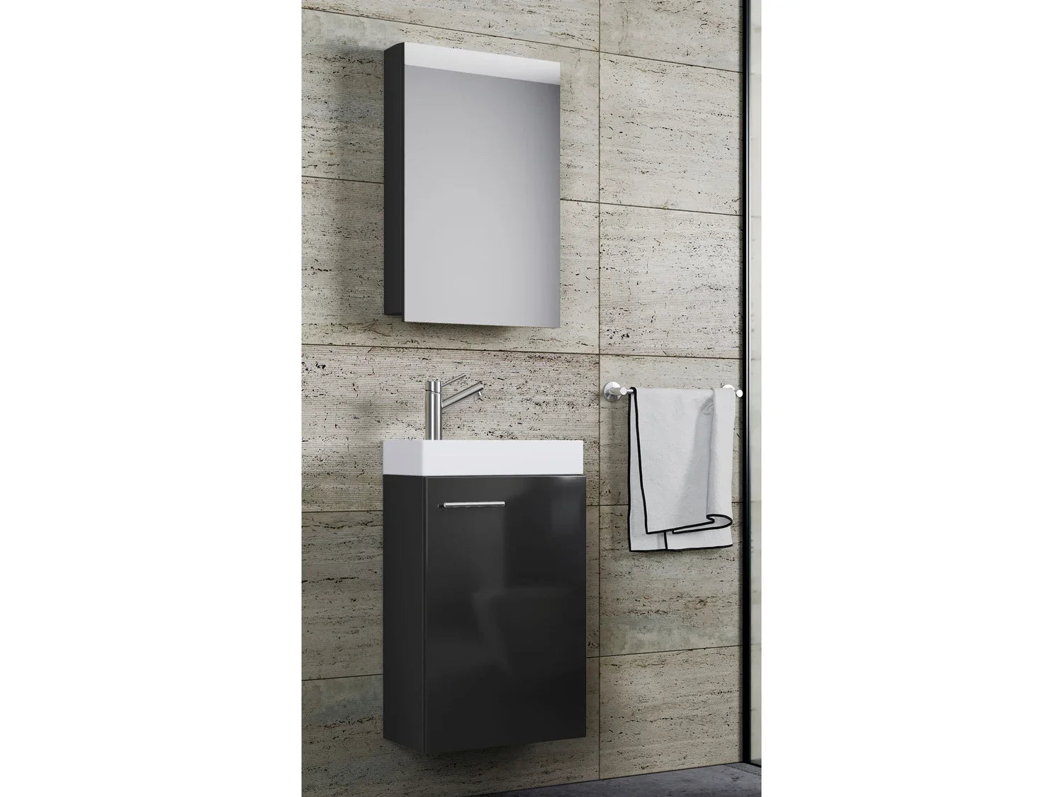 VCM Set d'armoire  glace ou miroir et meuble sous vasque avec lavabo Slito, pour salle de bain