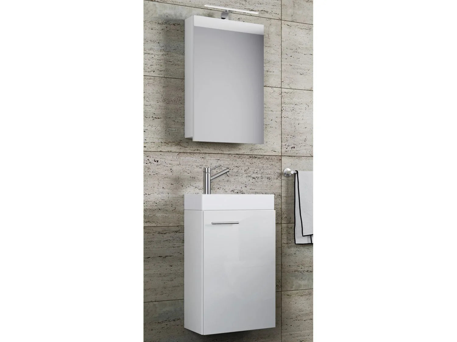 VCM Set d'armoire  glace ou miroir et meuble sous vasque avec lavabo Slito, pour salle de bain