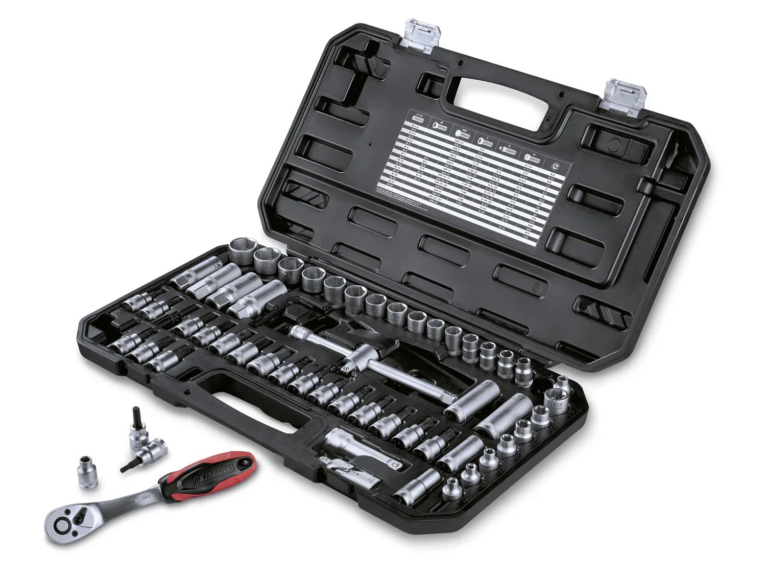 PARKSIDE Set de douilles et d'embouts 3/8 pouces, 65 pices