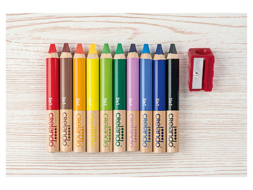 crelando Crayons de couleur 3 en 1, 10 pices