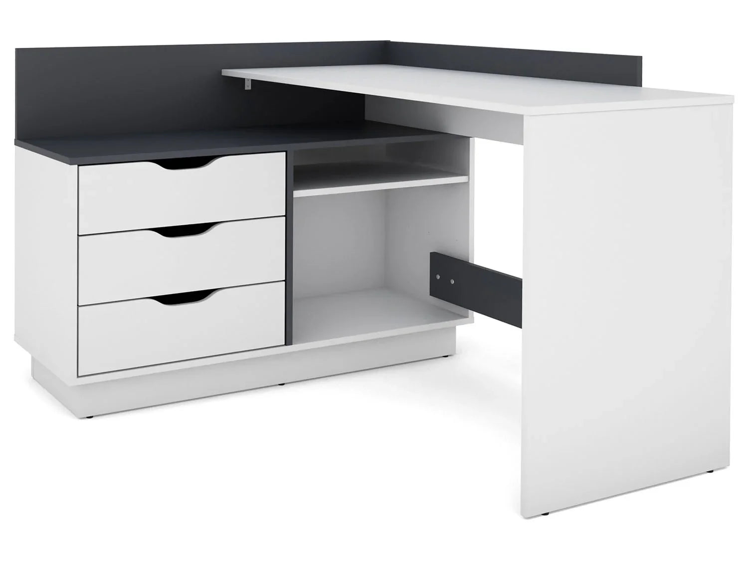 byLIVING Bureau d'angle Belfast avec compartiments, 129 x 105 x 83 cm