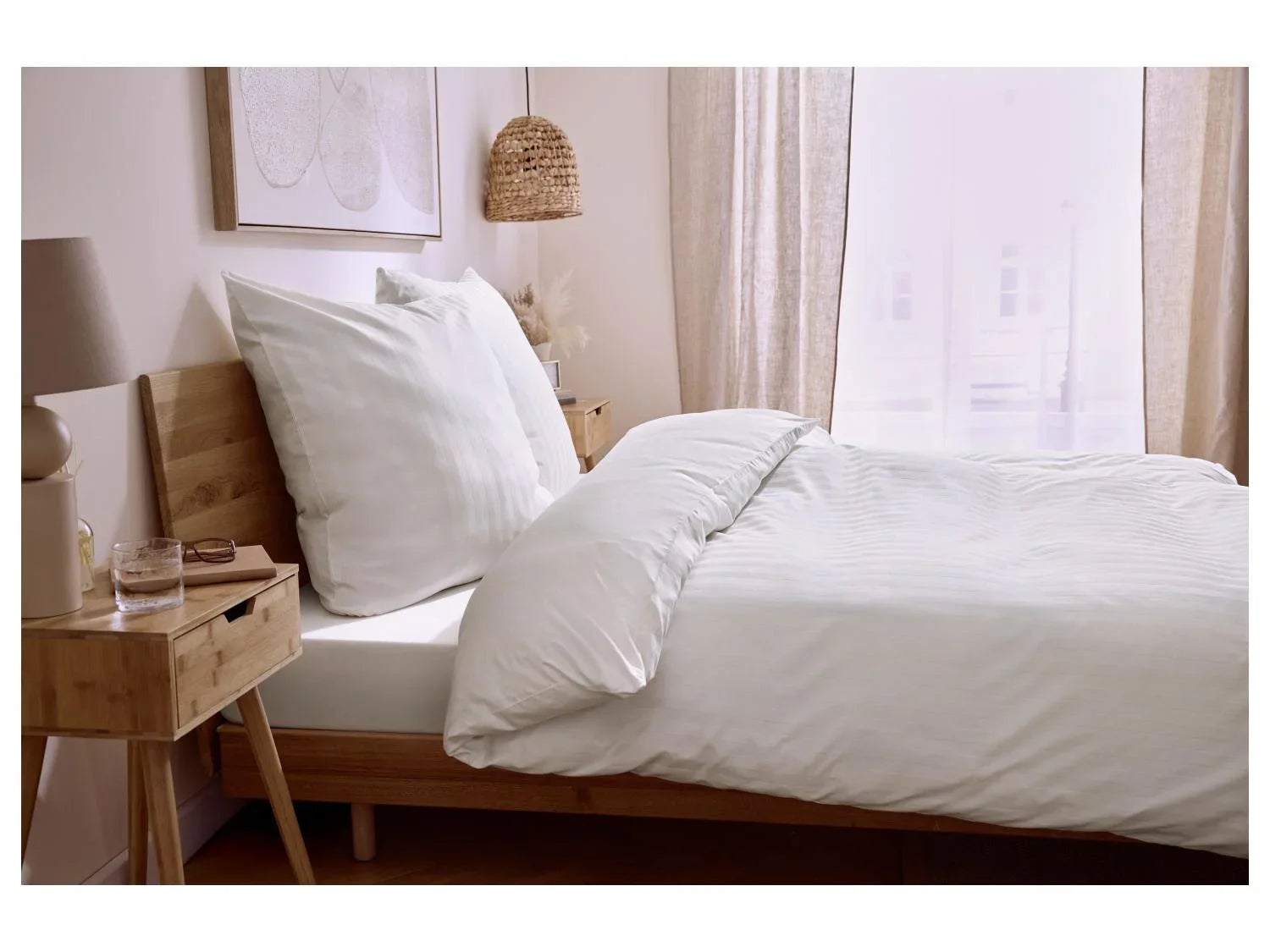 LIVARNO Drap-housse en satin de coton et bambou, 140 - 160 x 200 cm