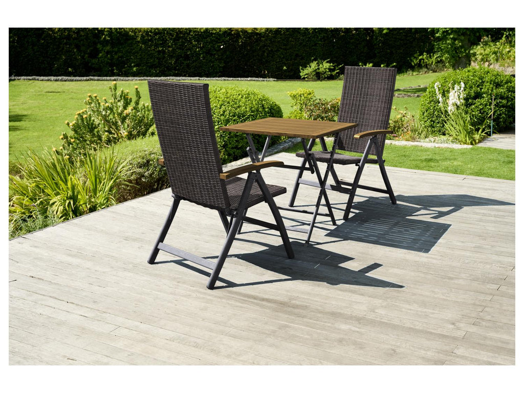 LIVARNO Table de jardin + Lot de 2 fauteuils pliants tresss Valencia