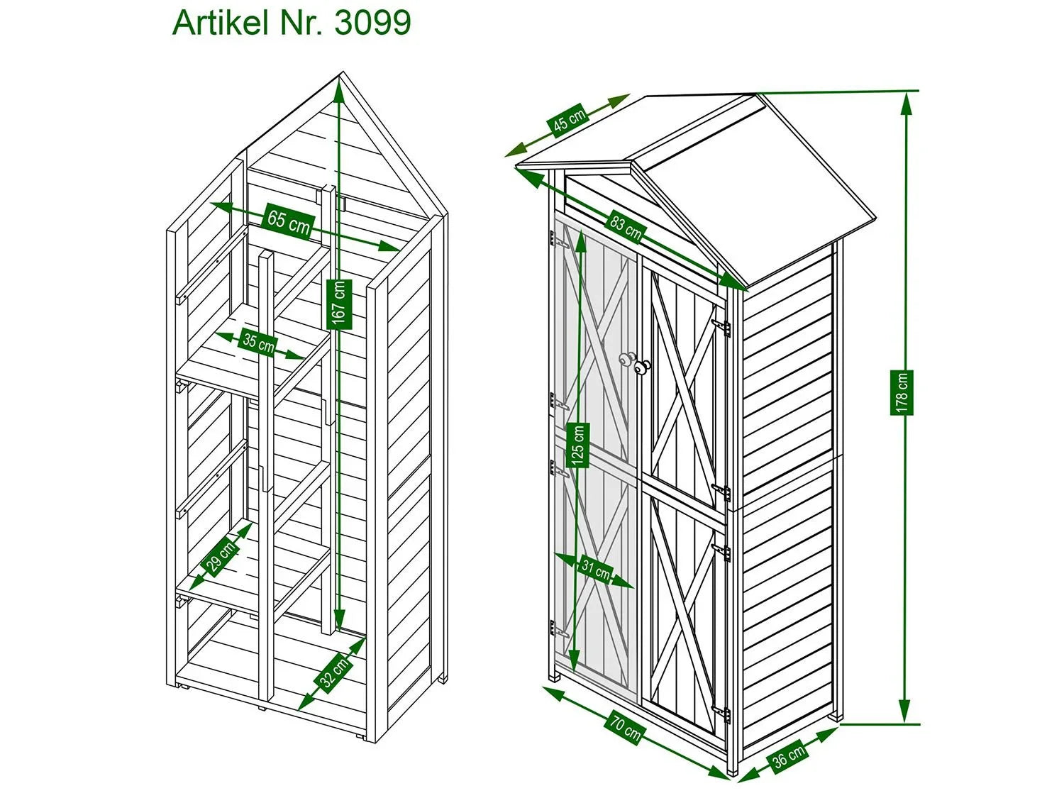 HABAU Armoire de jardin Lena, 83 x 45 x 178 cm