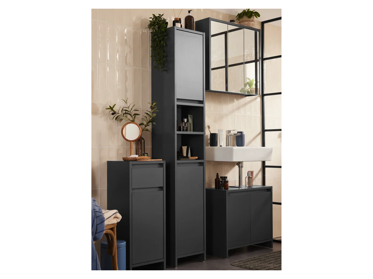 LIVARNO home Meuble sous-vasque Oslo, 60 x 55 x 28 cm, noir
